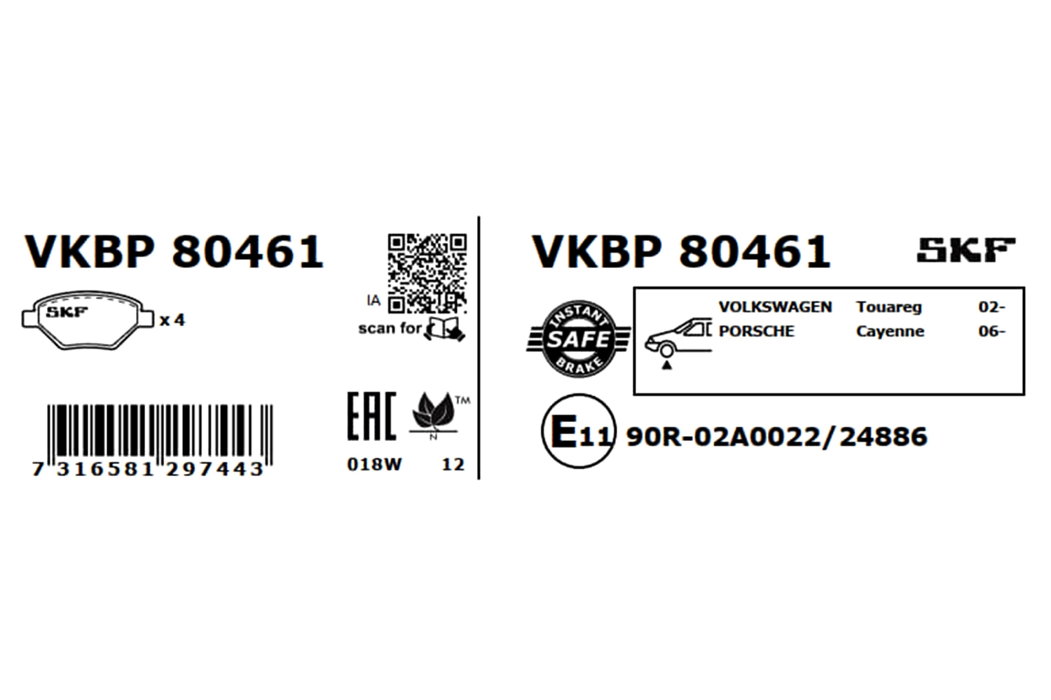 Klocki hamulcowe przednie tarczowe VKBP80461 SKF