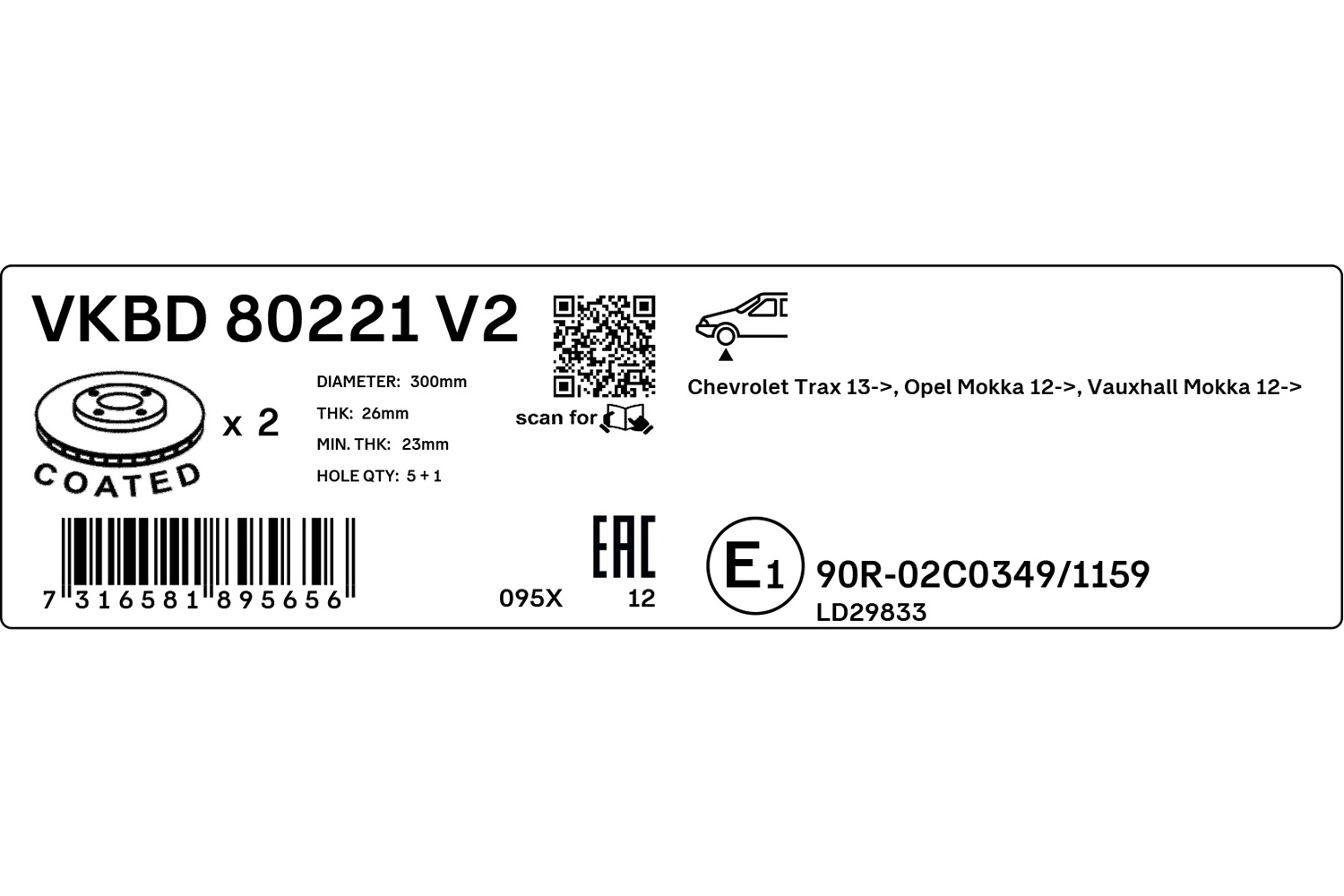 VKBD80221V2 SKF Tarcza hamulcowa przednia