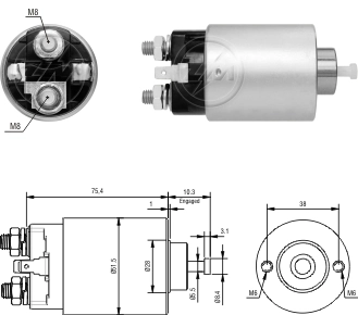 Elektromagnes rozrusznika do Mitsubishi L 200 II K4T