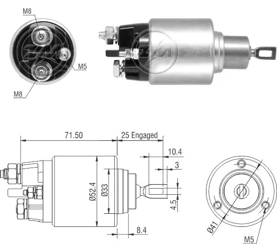Elektromagnes rozrusznika do Peugeot 308 LB, LP, LW, LH, L3