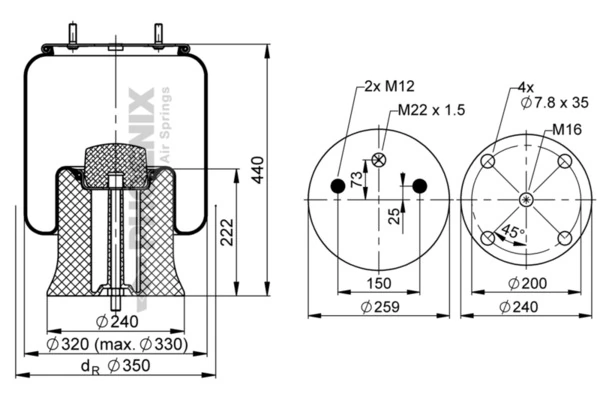 03228103900 SAF Poduszka pneumatyczna (resor pneumatyczny) mostu