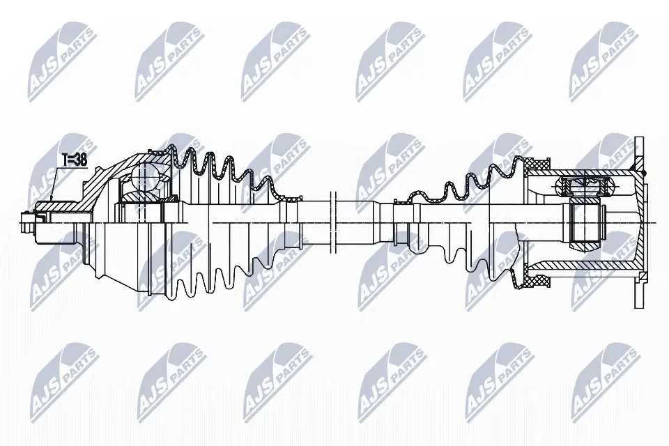 Półoś napędowa przednia prawa do Volkswagen Phaeton I 3D1, 3D2, 3D3, 3D4, 3D6, 3D7, 3D8, 3D9