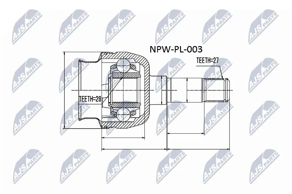 NPWPL003 NTY Przegub homokinetyczny przedni wewnętrzny