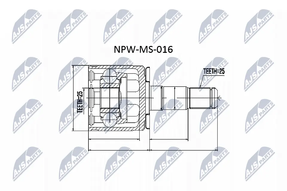 NPWMS016 NTY Przegub homokinetyczny wewnętrzny przedni lewy