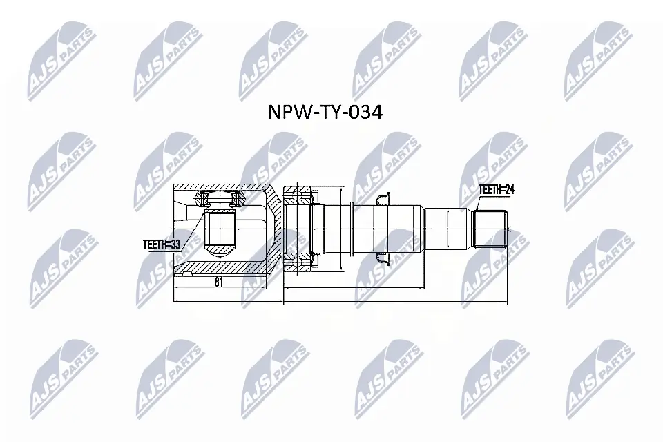 NPWTY034 NTY Przegub homokinetyczny wewnętrzny przedni prawy