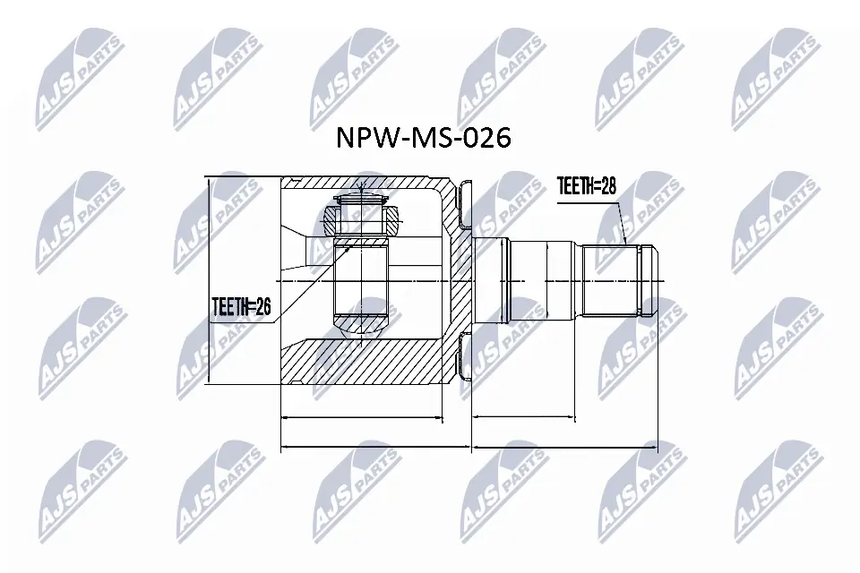NPWMS026 NTY Przegub homokinetyczny wewnętrzny przedni lewy