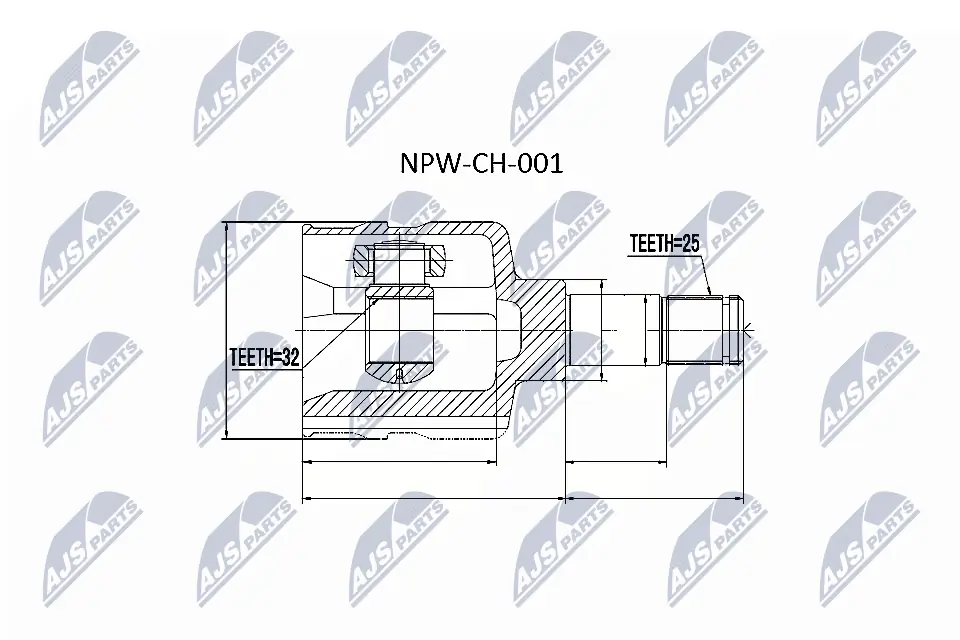 Przegub homokinetyczny wewnętrzny przedni lewy Dodge Caravan NS