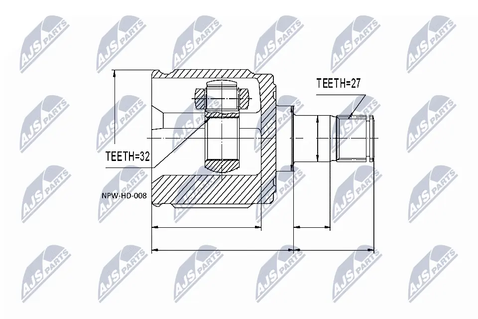 Przegub homokinetyczny wewnętrzny przedni lewy Honda Accord 7 CL, CM