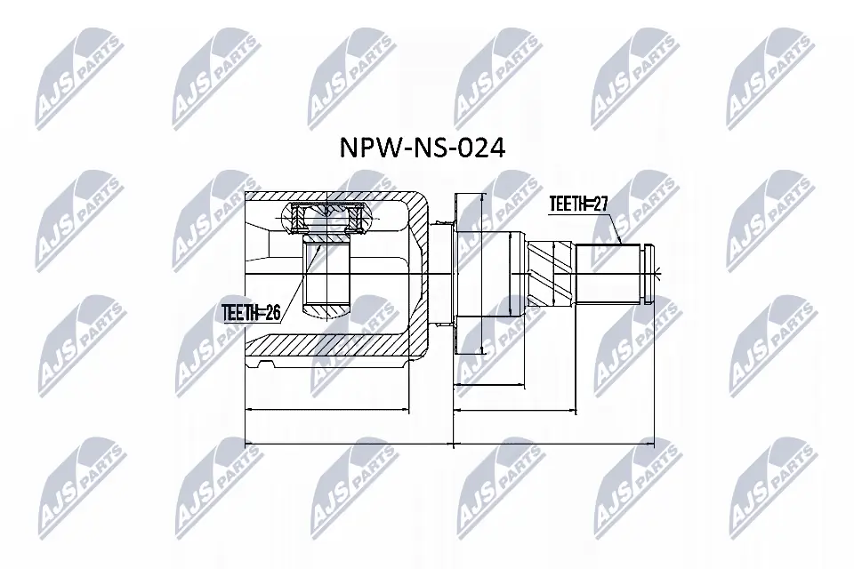 NPWNS024 NTY Przegub homokinetyczny przedni wewnętrzny