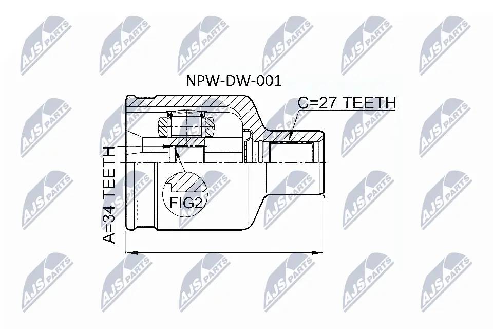 Przegub homokinetyczny wewnętrzny przedni prawy Chevrolet Captiva I SUV (C100) (2006 - 2010) cena, od 47,13 USD