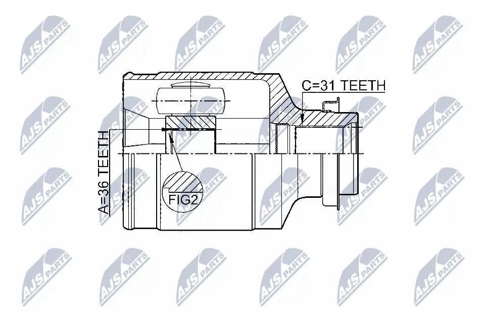 Przegub homokinetyczny wewnętrzny przedni prawy Mazda CX-9 TB