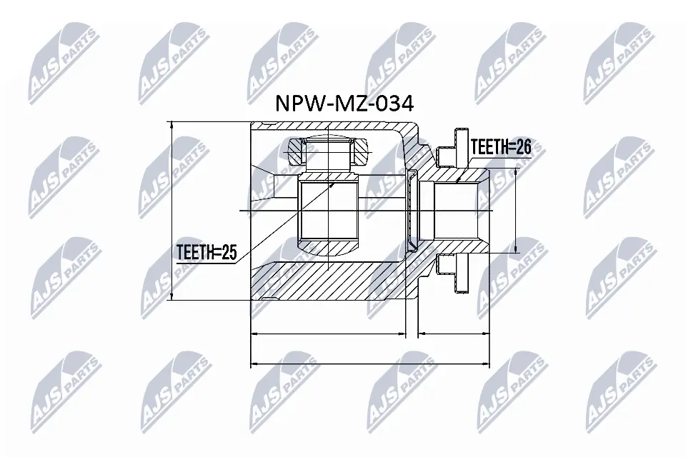 NPWMZ034 NTY Przegub homokinetyczny wewnętrzny przedni lewy