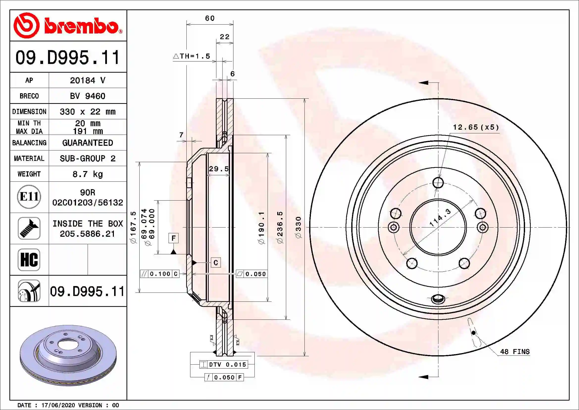 09D99511 Brembo