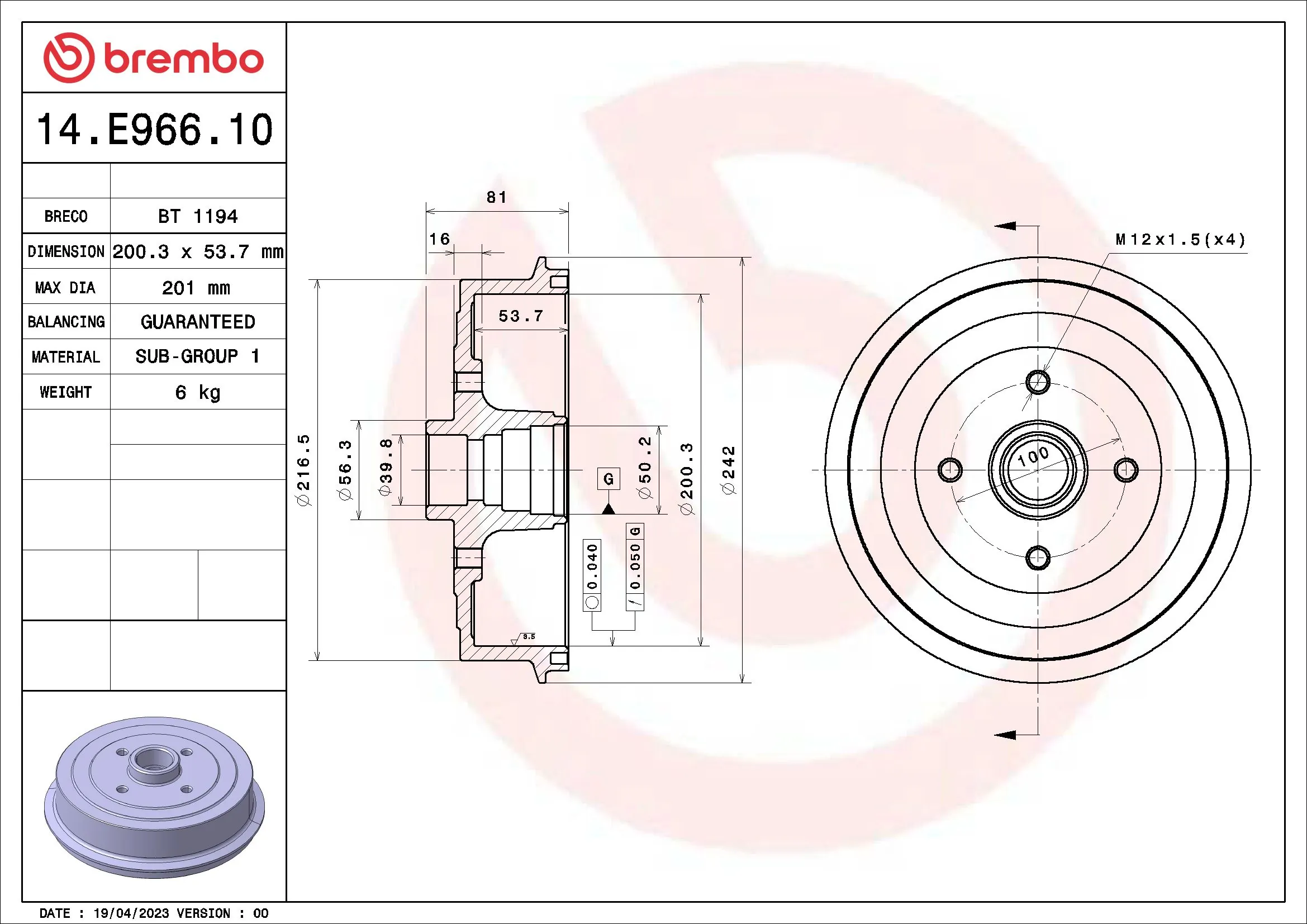14E96610 Brembo