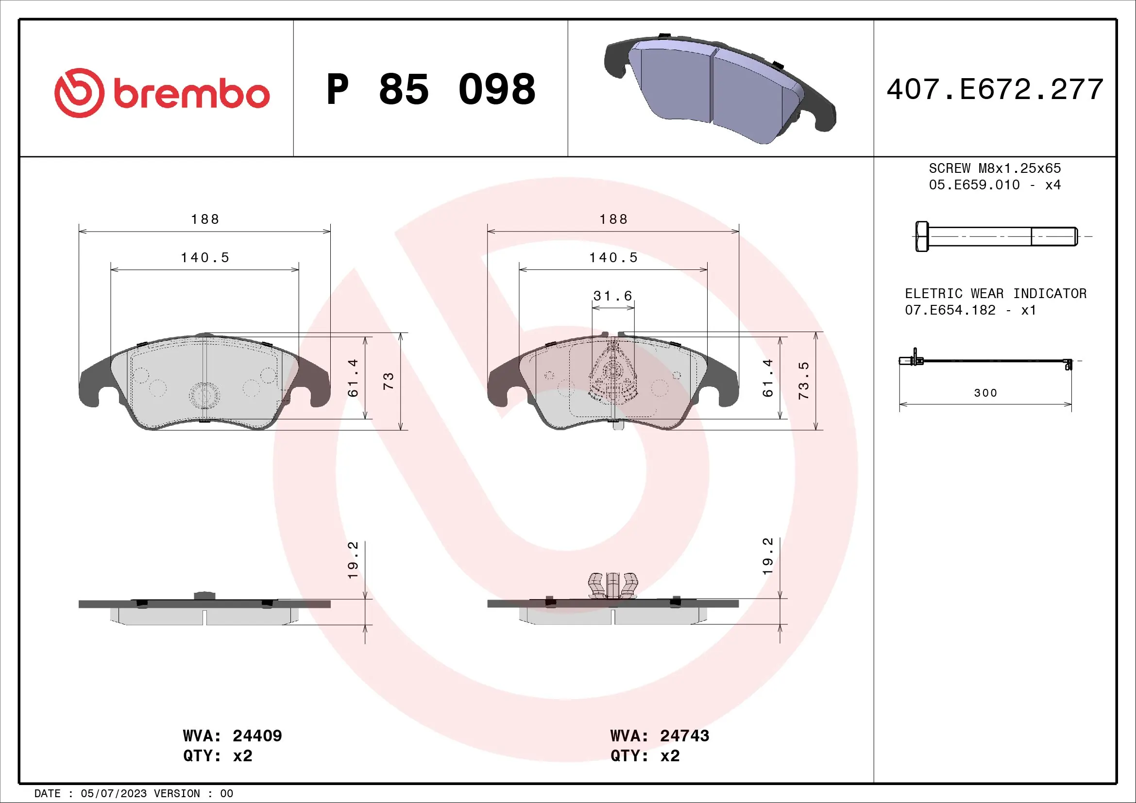 P85098X Brembo