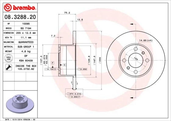 Tarcza hamulcowa przednia do BMW 3 E21