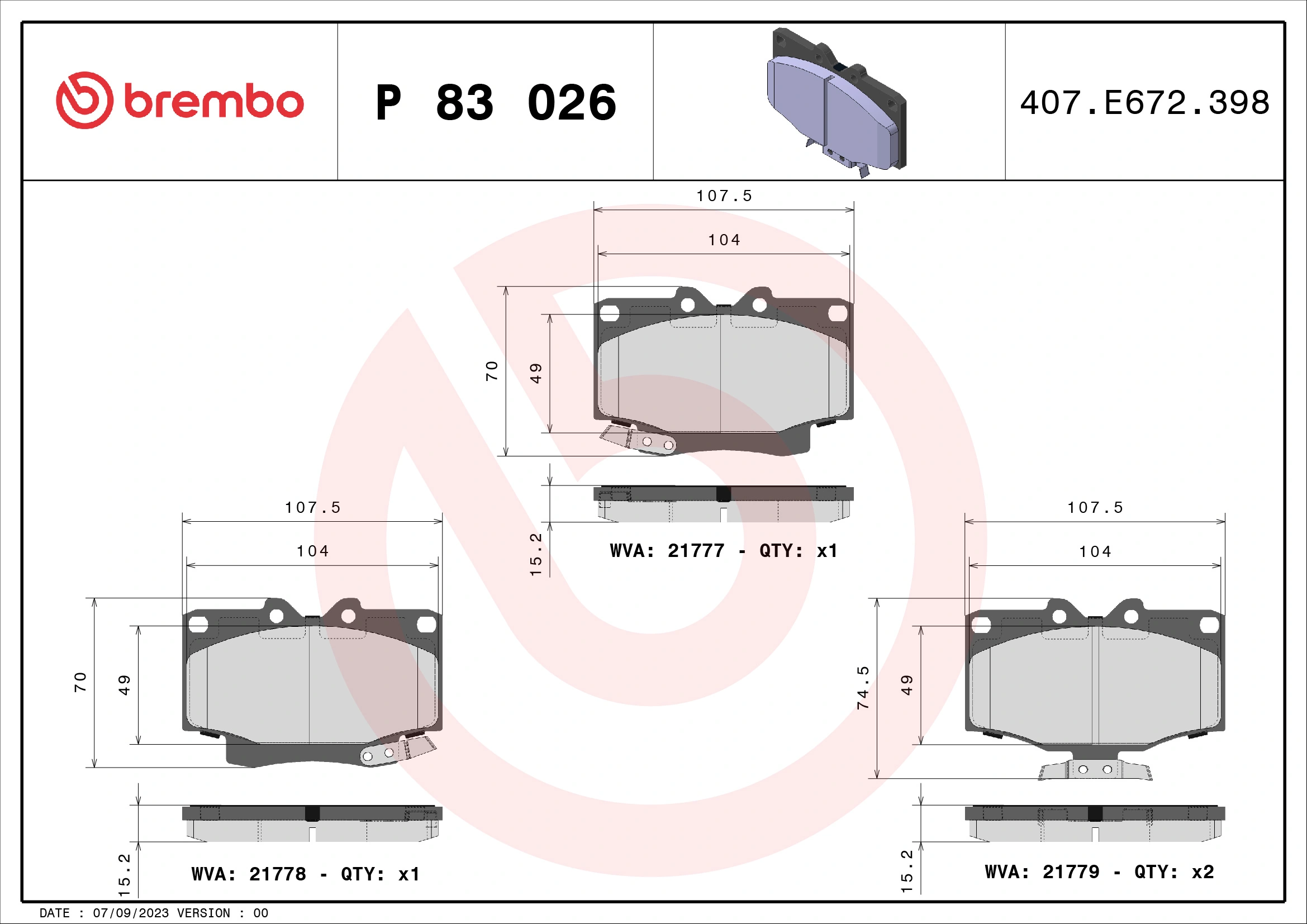 Klocki hamulcowe przednie tarczowe Toyota 0449160110 cena, od 24,13 USD