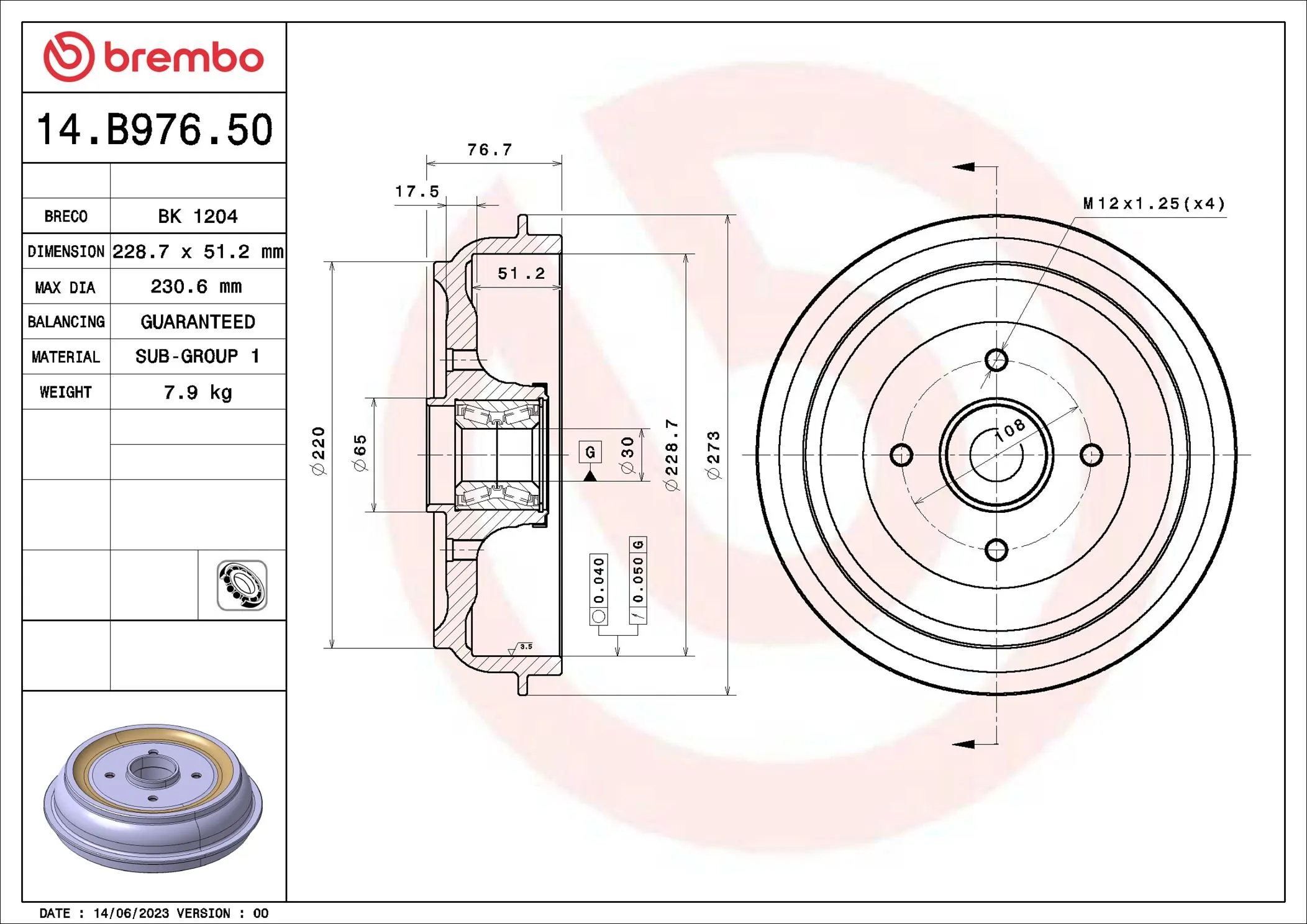 14B97650 Brembo