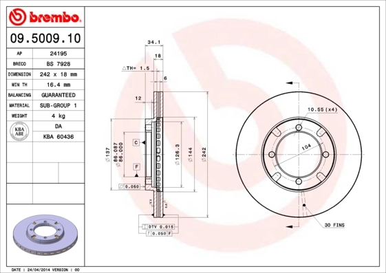 Tarcza hamulcowa przednia Mitsubishi Lancer III sedana (C1A,C6A) (1983 - 1990) cena, od 33,50 USD