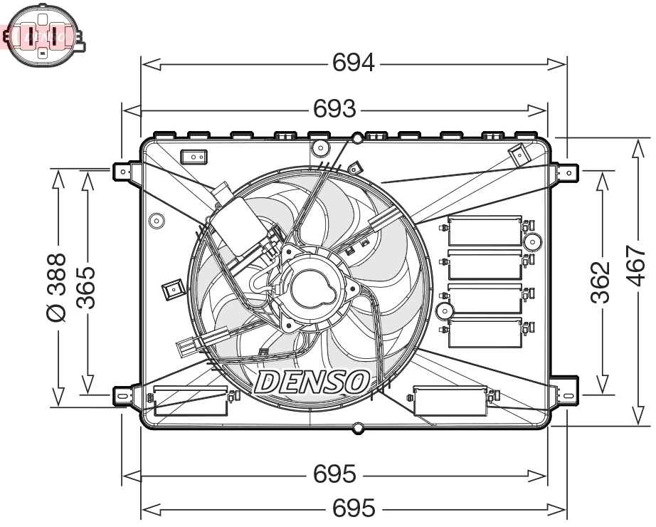 Wentylator elektryczny układu chłodzenia kompletny (silnik+wirnik) Ford S-Max CA1