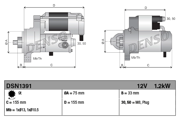 Rozrusznik Denso DSN1391 cena, od 158,63 USD