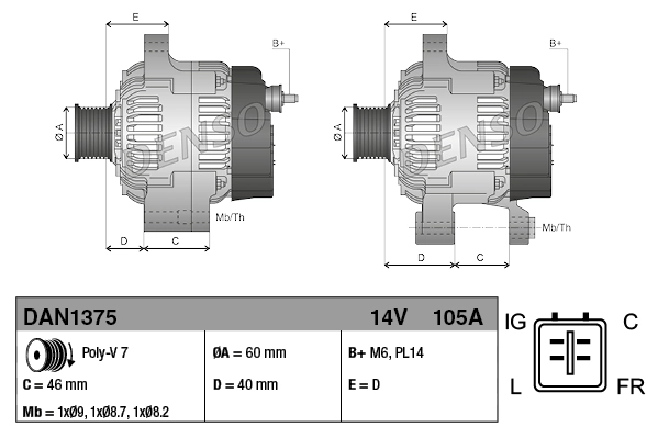 Alternator Honda Accord VII sedana (CL, CM) (2003 - 2008) cena, od 232,65 USD