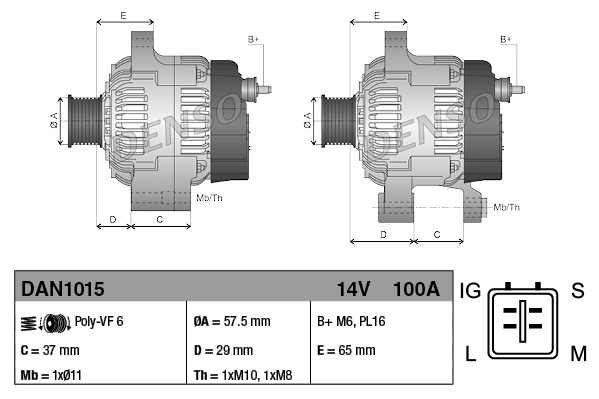 Alternator Denso DAN1015 cena, od 140,44 USD