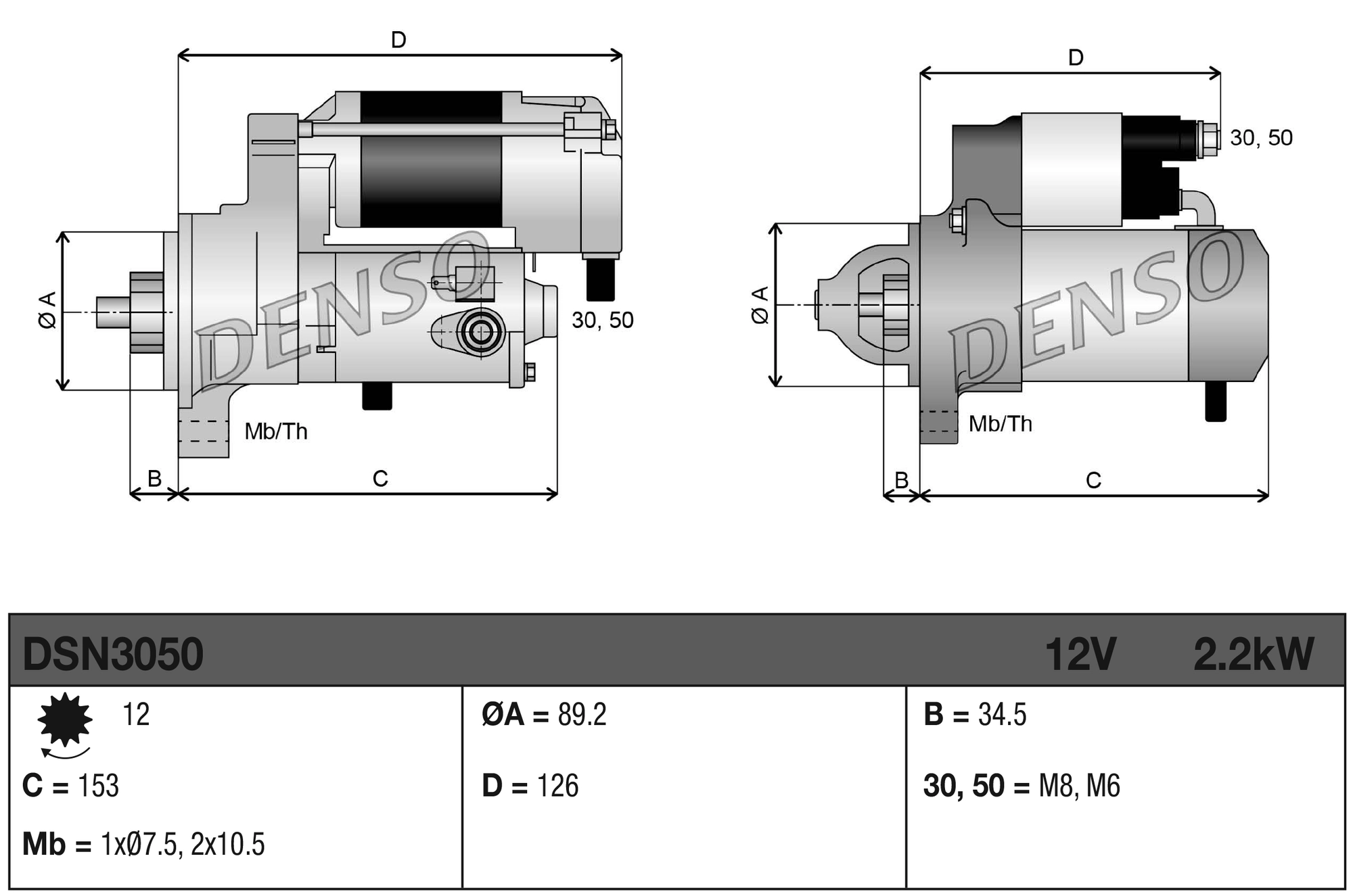Rozrusznik Denso DSN3050 cena, od 164,97 USD