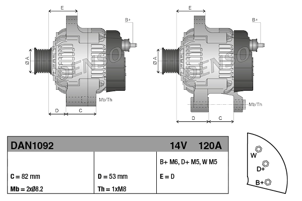 Do koszyka DAN1092 Denso Alternator