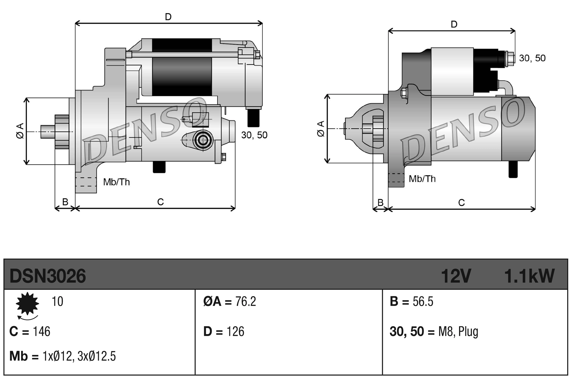 Rozrusznik Denso DSN3026 cena, od 126,89 USD