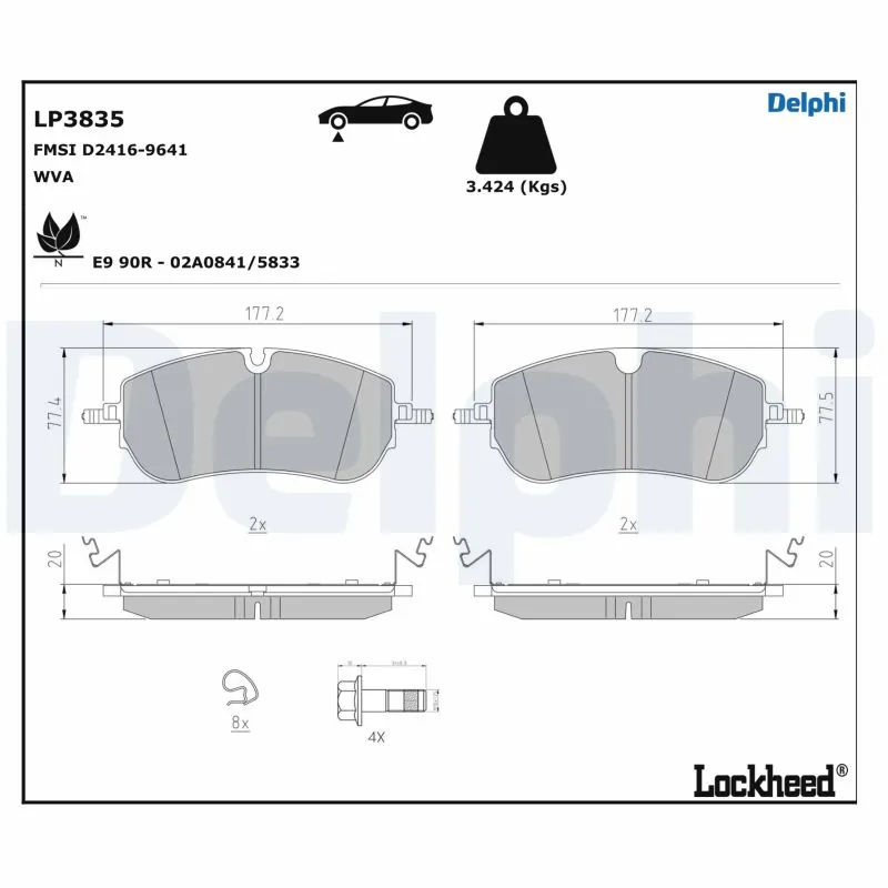 Klocki hamulcowe przednie tarczowe Jaguar J9C33342 cena, od 83,39 USD
