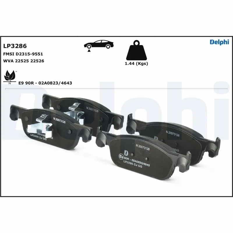 LP3286 Delphi Klocki hamulcowe przednie tarczowe