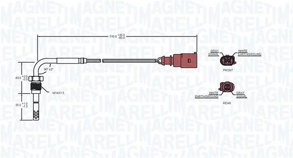 172000019010 Magneti Marelli Czujnik temperatury spalin, przed filtrem cząstek stałych