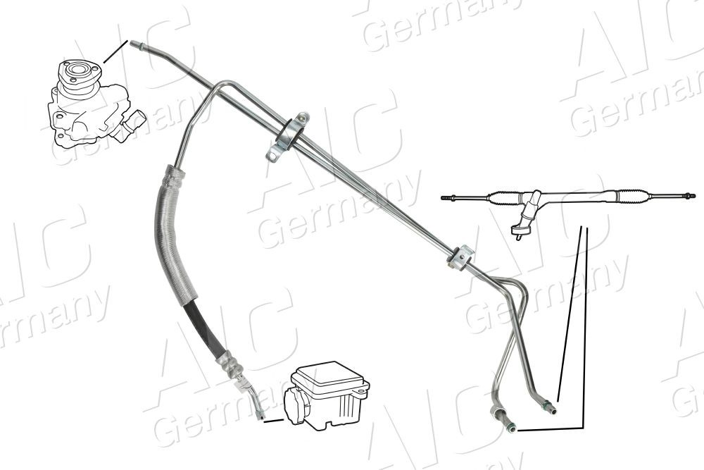 Do koszyka Przewód hydraulicznego układu wspomagania wysokiego ciśnienia, od pompy do maglownicy (mechanizmu) Ford Ka  RBT
