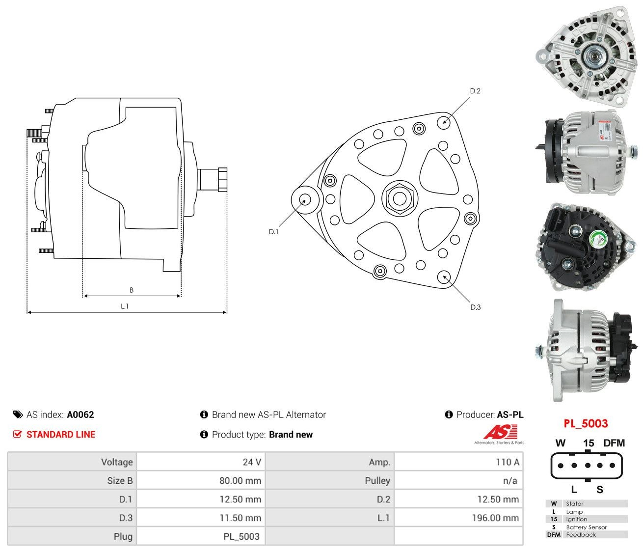 Alternator As-pl A0062 cena, od 269,87 USD