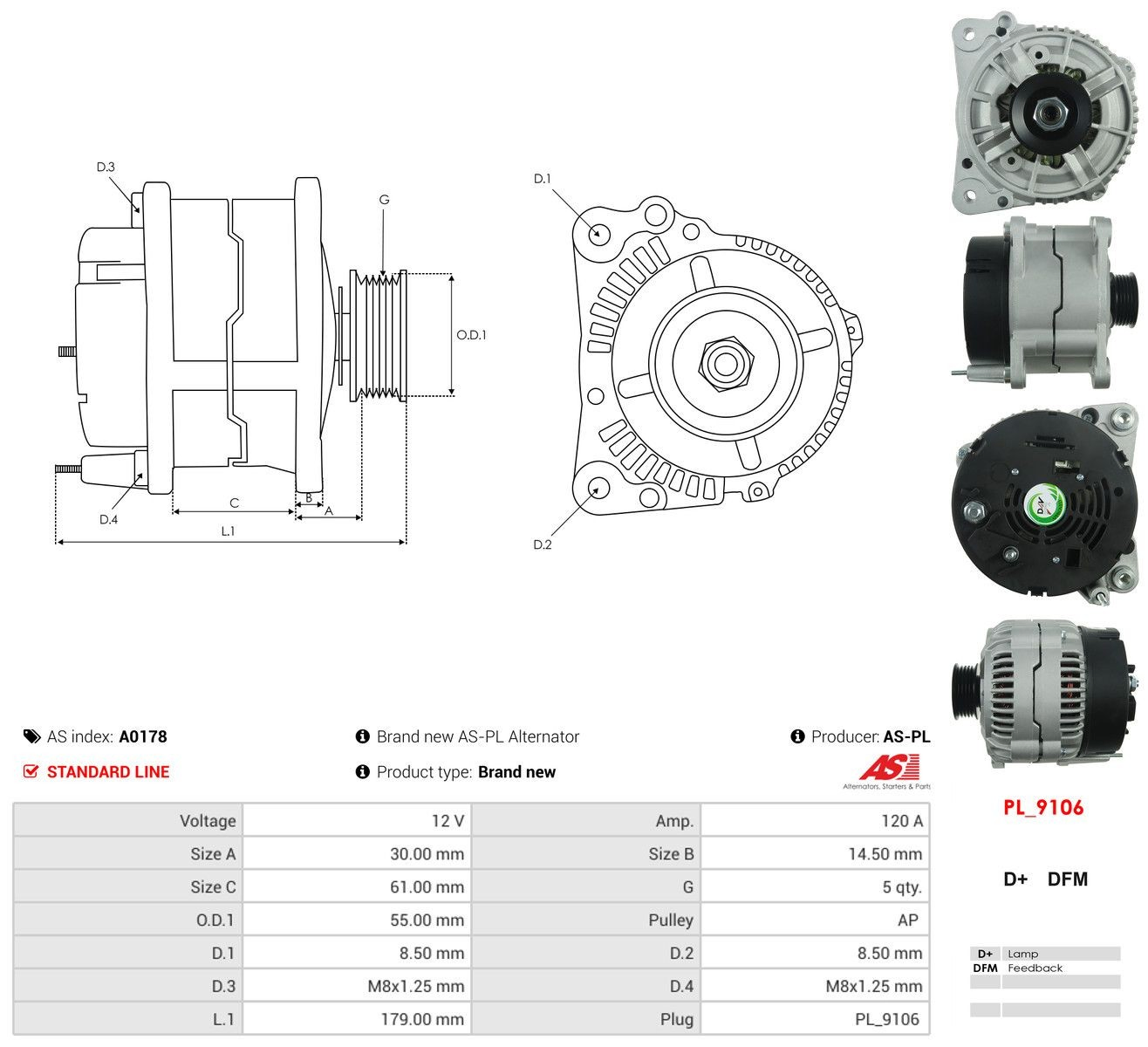 Alternator As-pl A0178 cena, od 96,01 USD