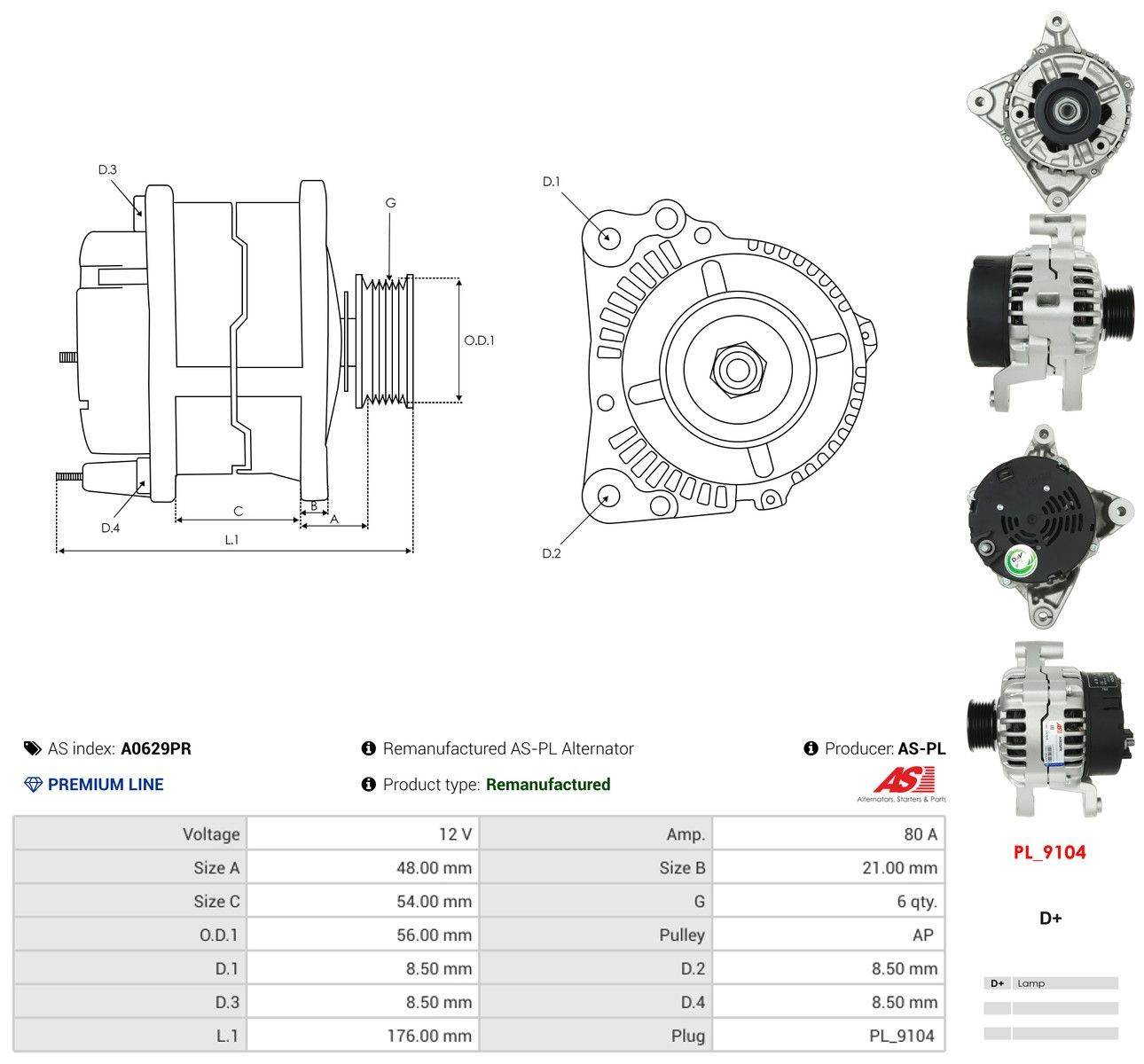 Alternator Volvo 850 sedana (LS) (1991 - 1996) cena, od 74,03 USD