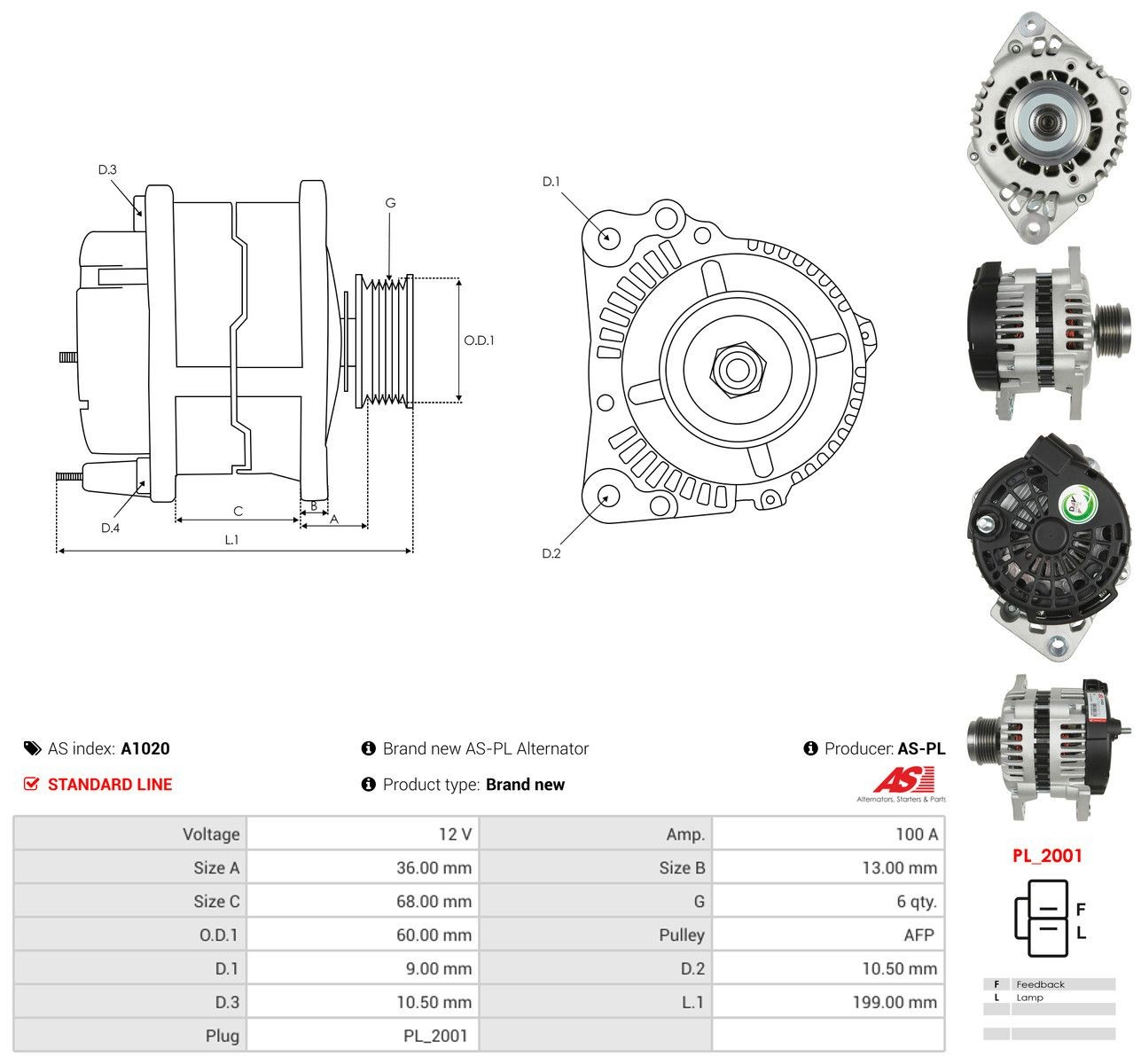 Do koszyka A1020 As-pl Alternator