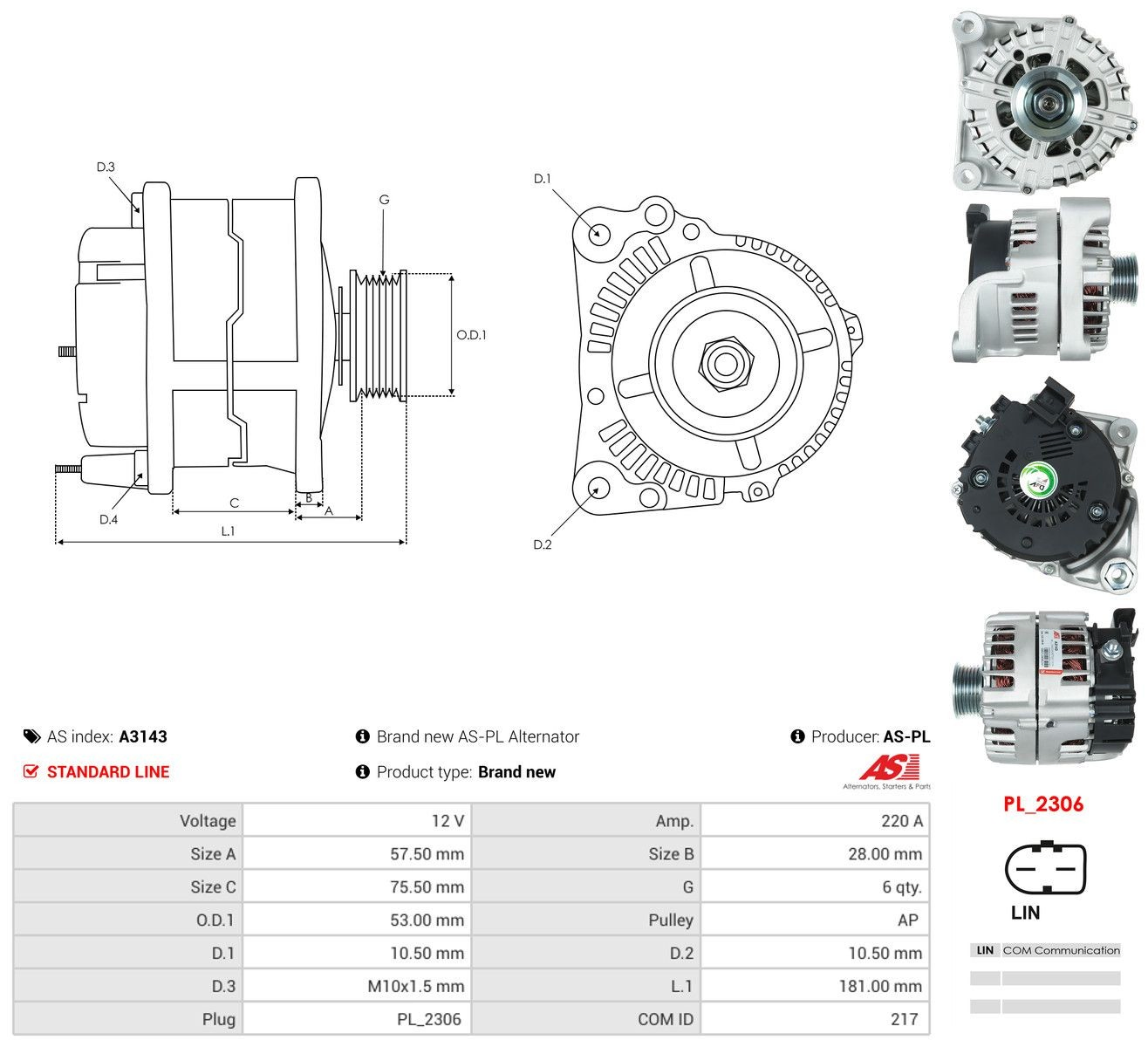 Do koszyka A3143 As-pl Alternator