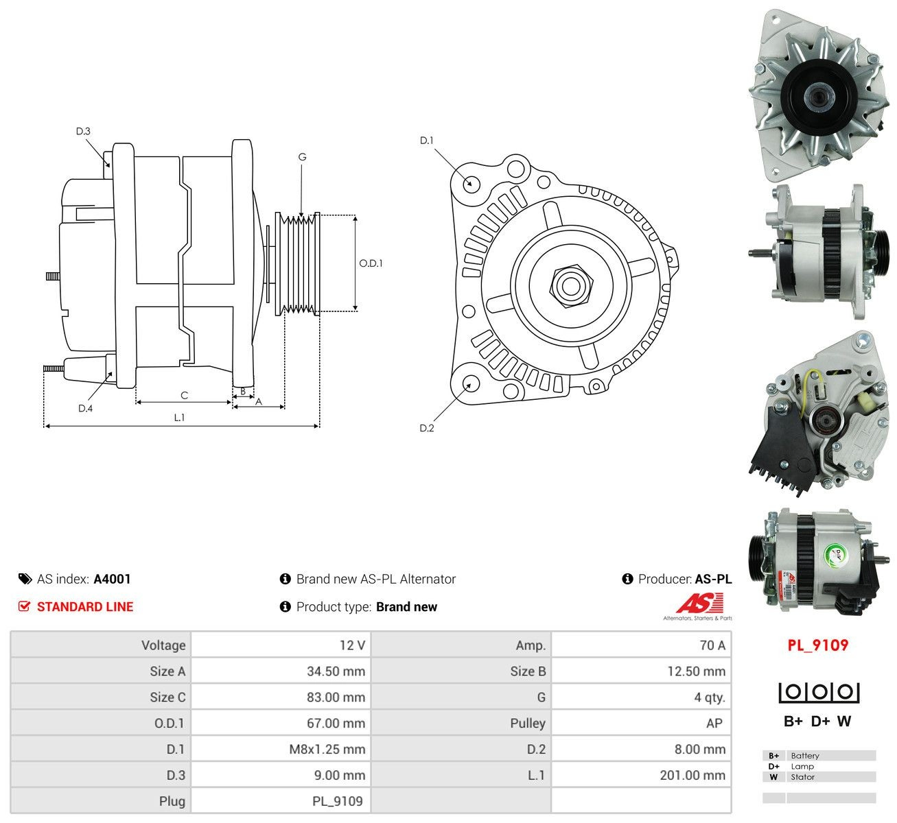 Alternator As-pl A4001 cena, od 147,66 USD