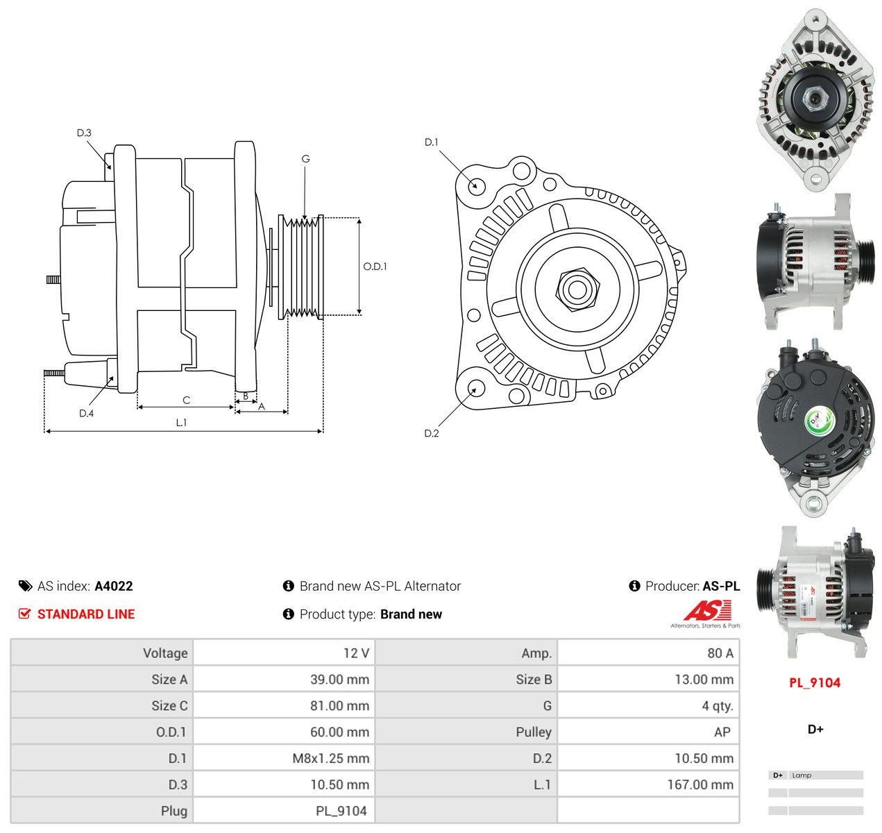 A4022 As-pl Alternator