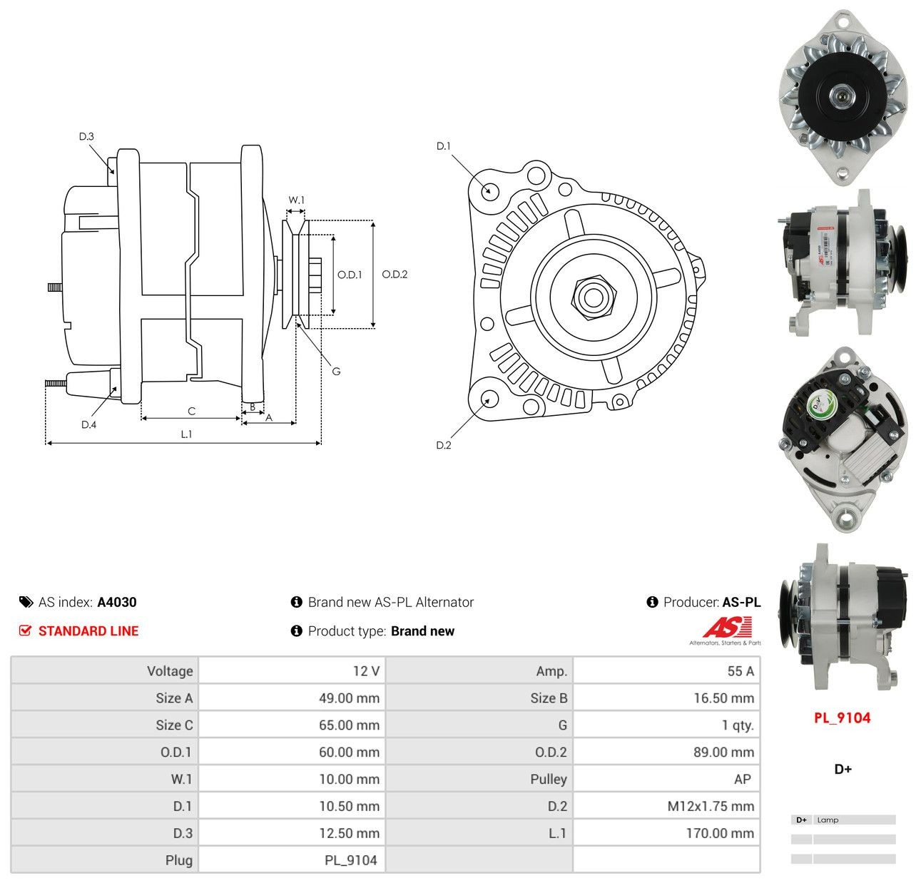 Alternator As-pl A4030 cena, od 141,68 USD