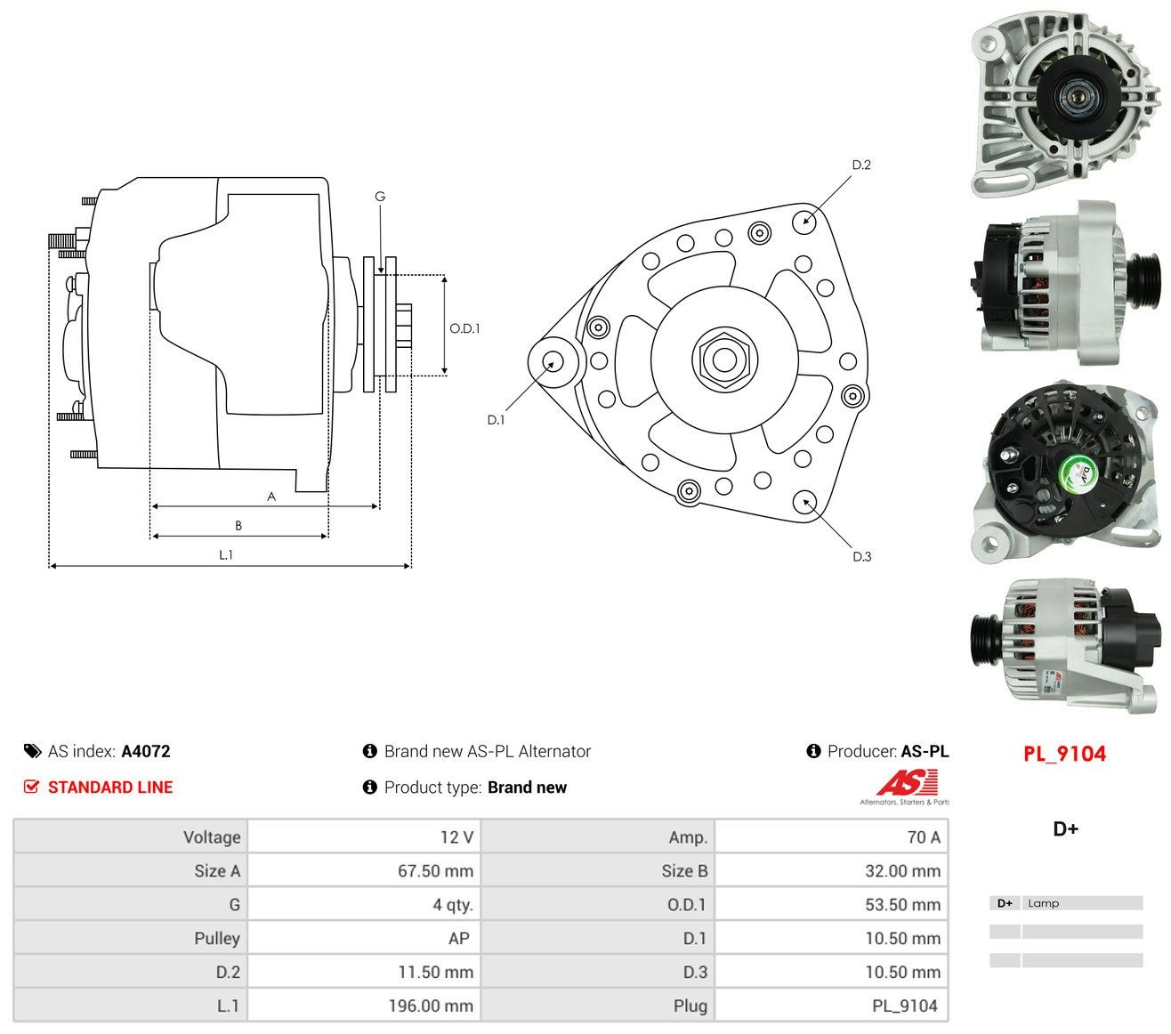 Do koszyka A4072 As-pl Alternator