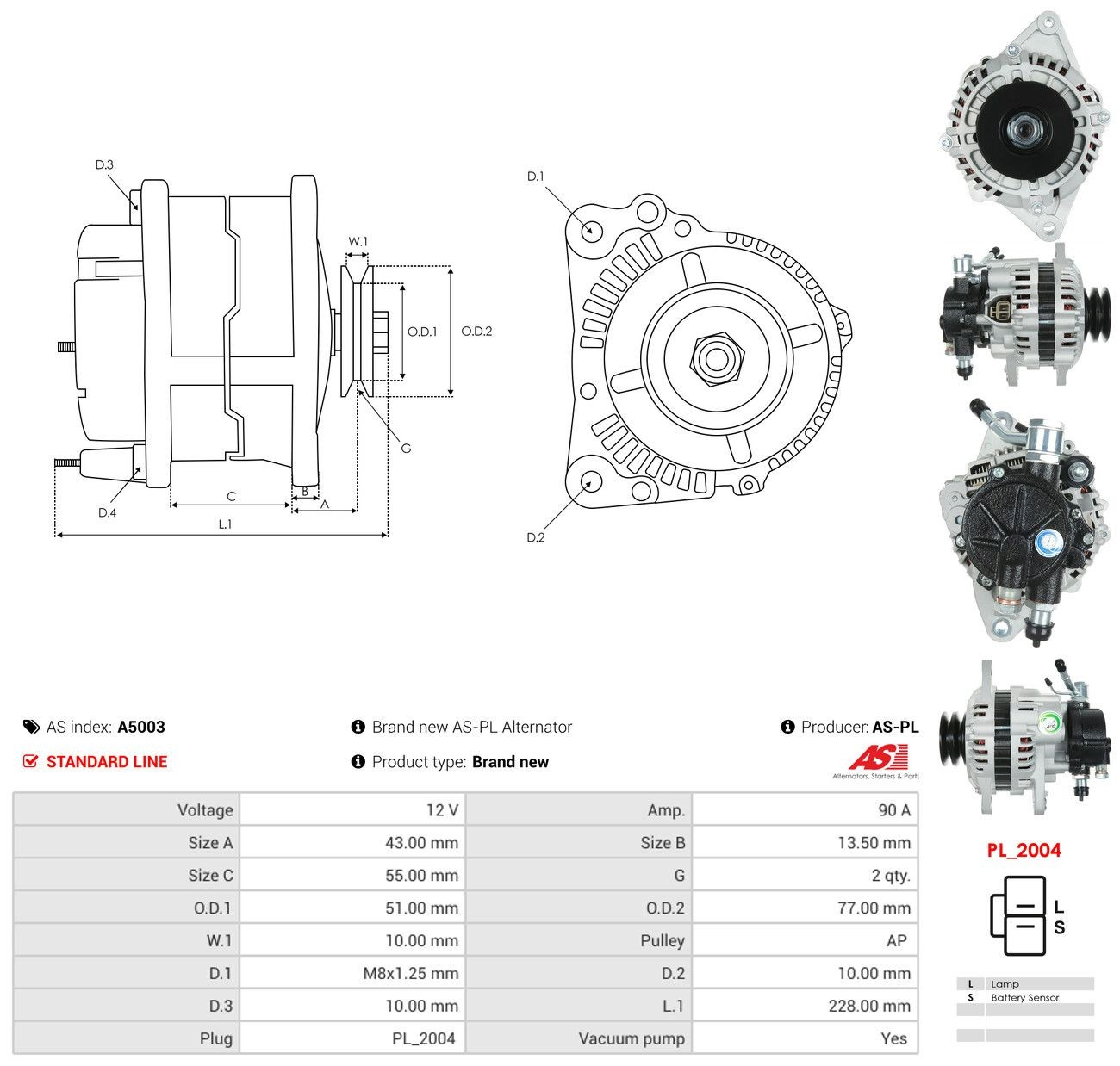 Alternator As-pl A5003 cena, od 241,23 USD