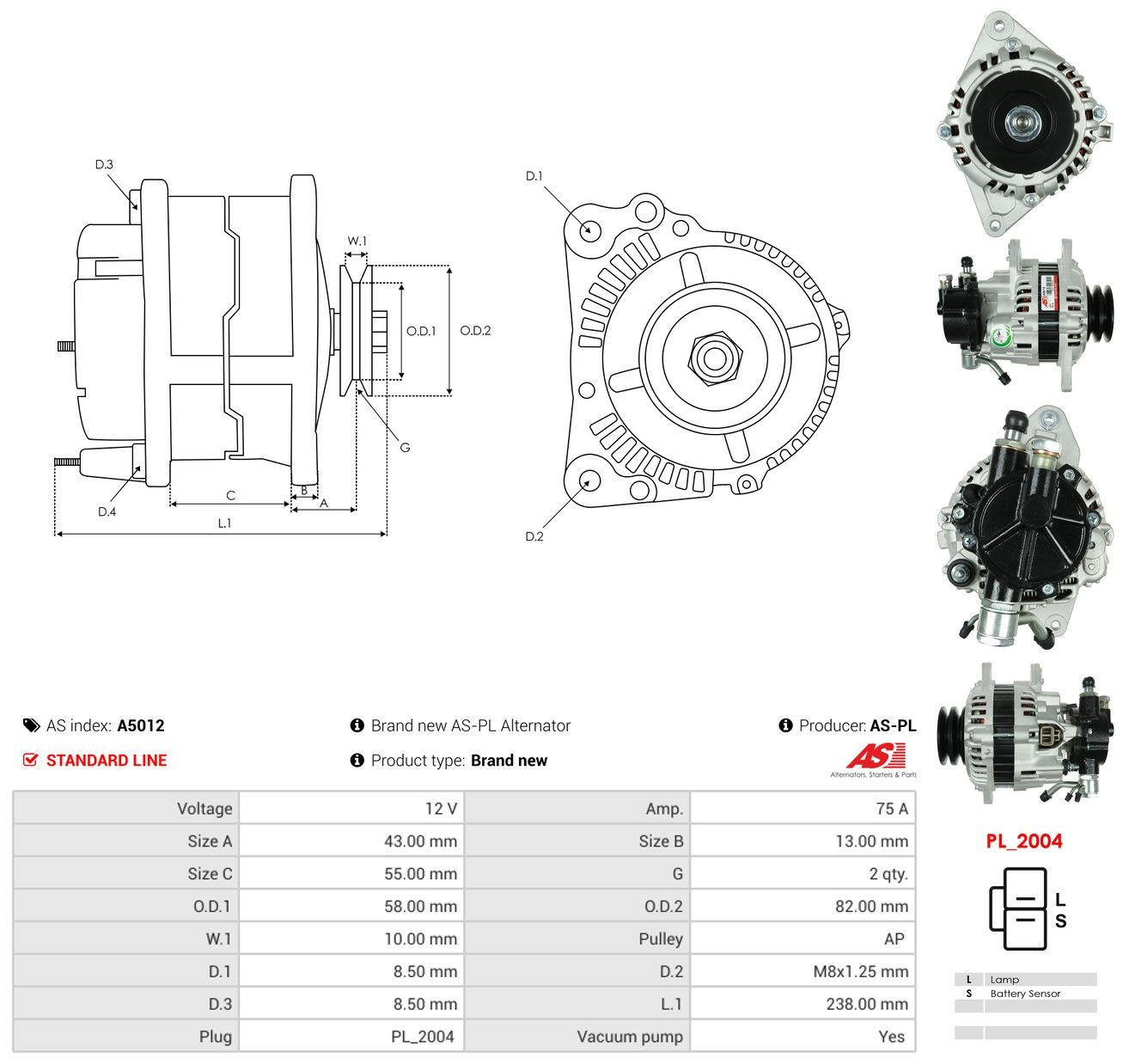 Do koszyka A5012 As-pl Alternator