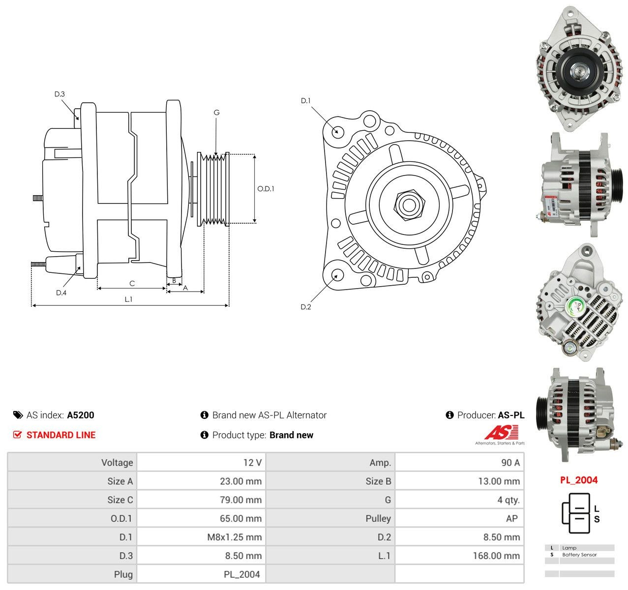 Alternator As-pl A5200 cena, od 175,21 USD