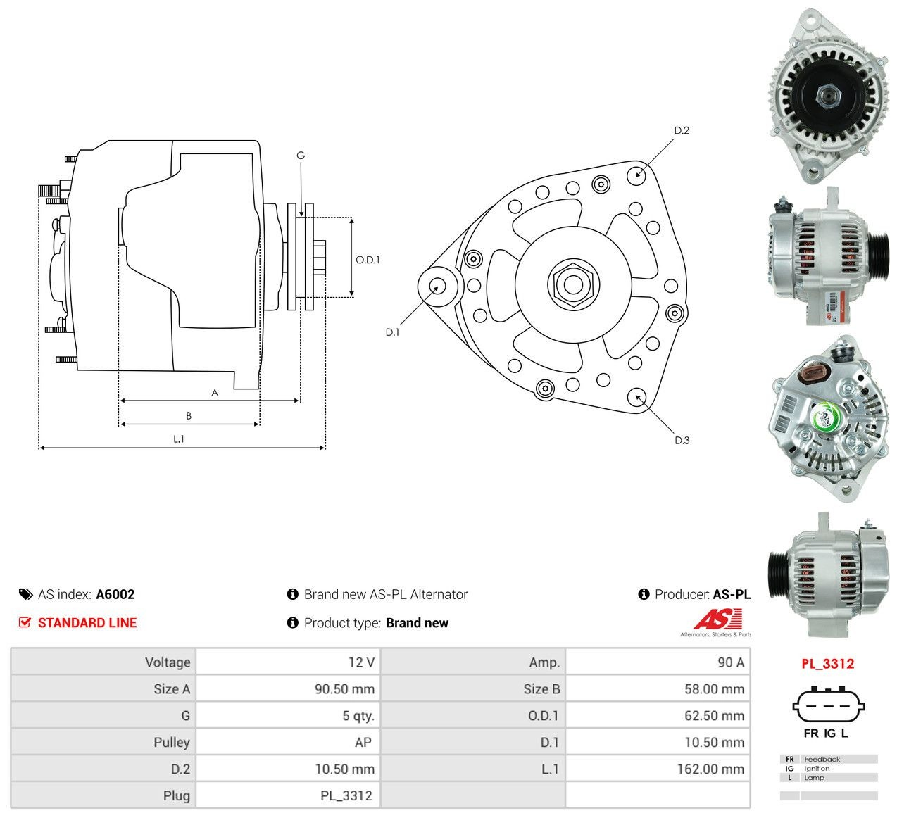 Alternator As-pl A6002 cena, od 71,18 USD