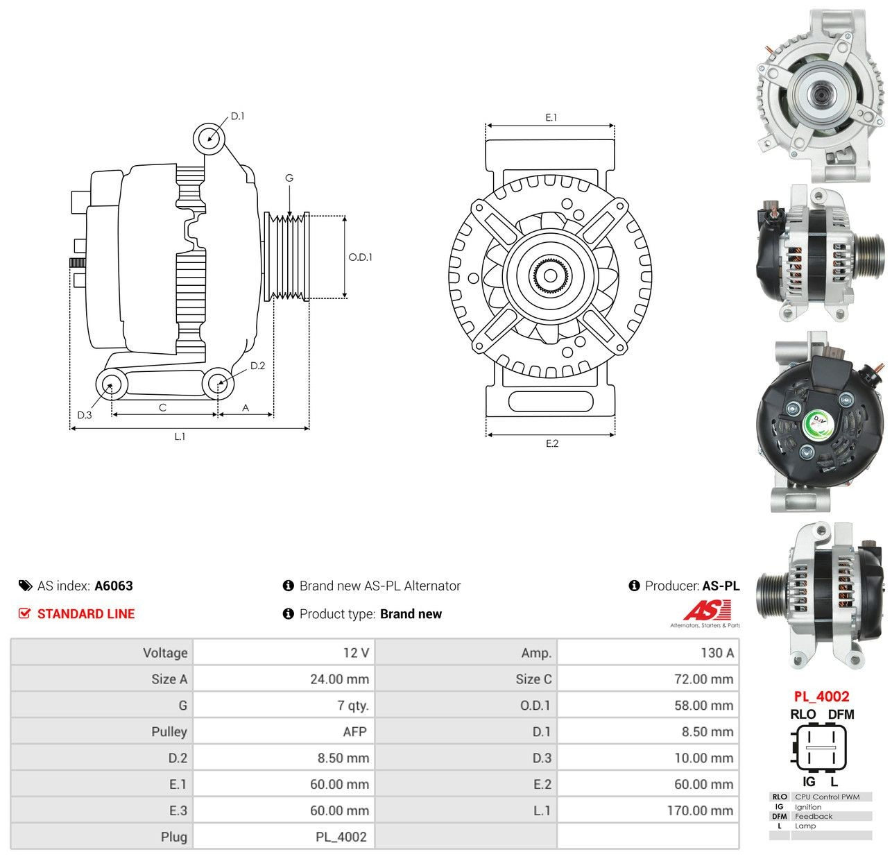 A6063 As-pl Alternator