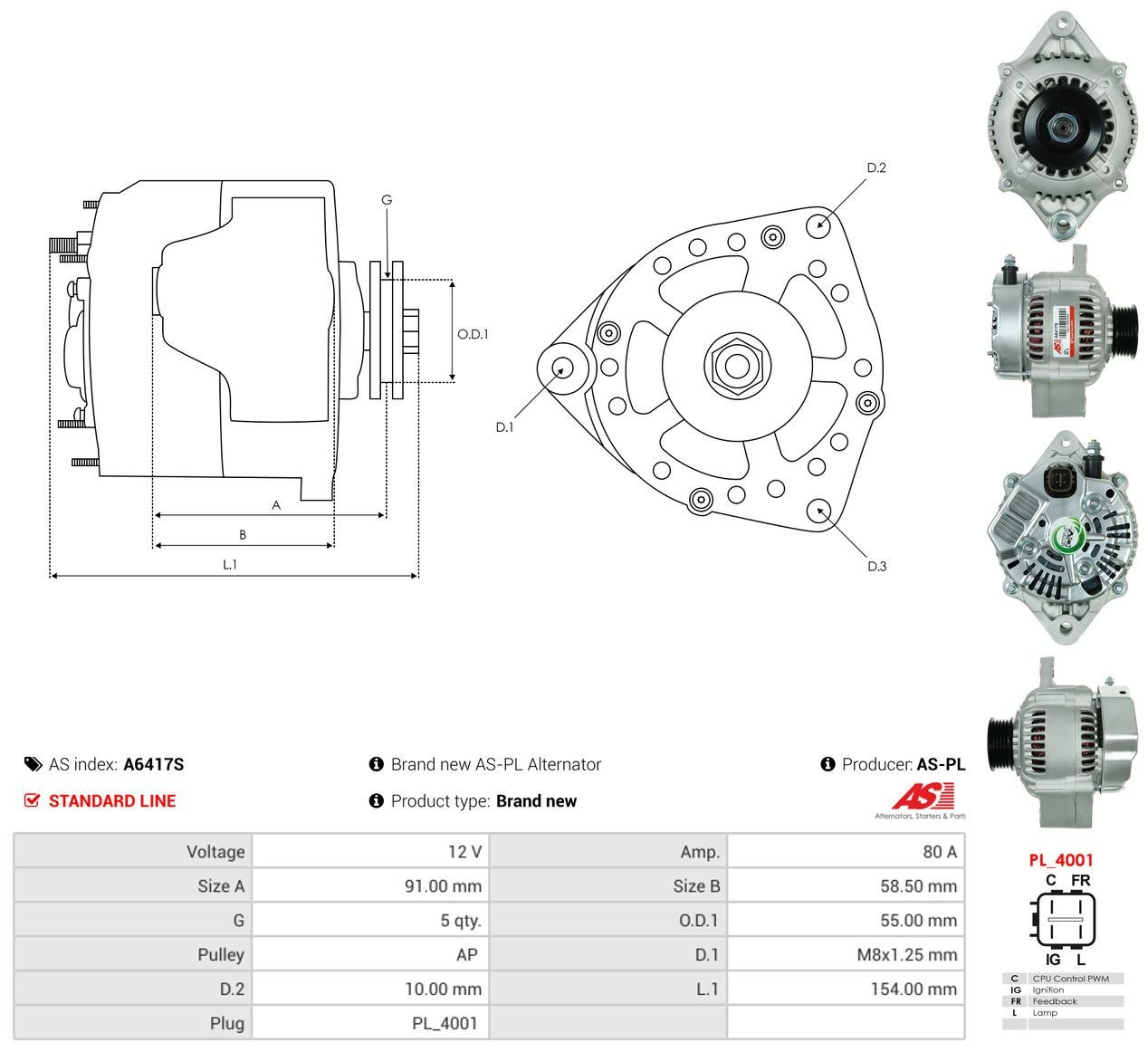 A6417S As-pl Alternator