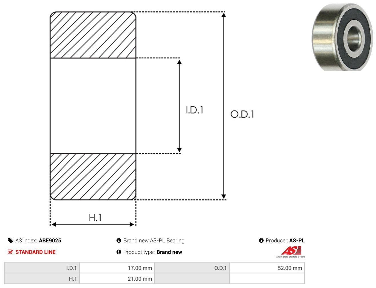 Łożysko alternatora 5001836334 Nissan/Infiniti